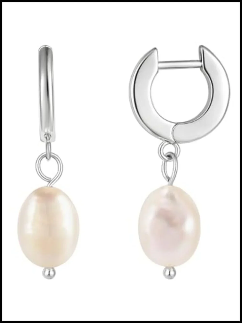 14K Gold Plated Pearl Drop Earrings for Women, Baroque Pearl Huggie Hoop,